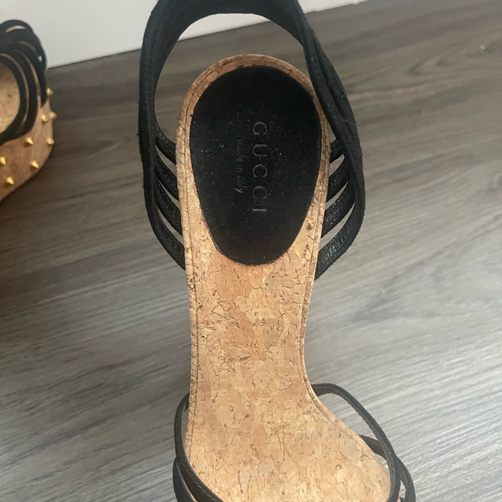 Gucci Spiked Cork Wedge Sandals 37.5 - Picture 4 of 5